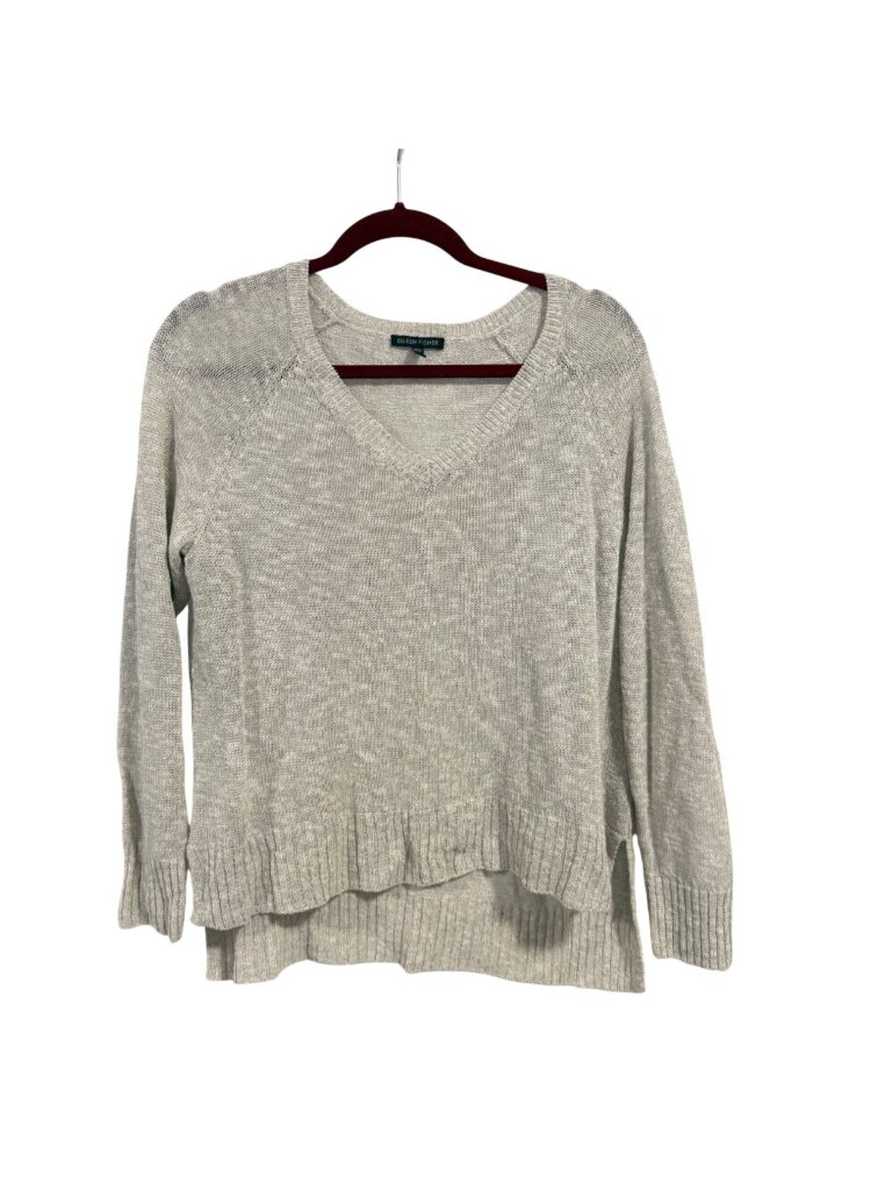 Eileen Fisher Linen Blend Lightweight Long Sleeve Sweater Size M